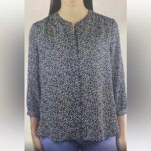 Jachs Girlfriend Ladies’3/4 Sleeve Blouse Hidden Button Closure & Black Pleats